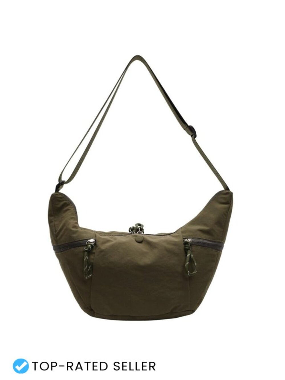 Nylon Crescent Hobo Crossbody Bag Lightweight Multi-Pocket Everyday Purse